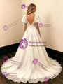 White Tulle Puff Sleeve Wedding Dress
