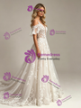 White Tulle Straps Appliques Wedding Dress