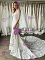 White Mermaid Lace Short Sleeve Wedding Dress