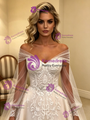 Long Sleeve Tulle Appliques Wedding Dress
