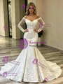 White Mermaid Long Sleeve Wedding Dress