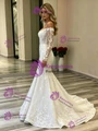 White Mermaid Long Sleeve Wedding Dress