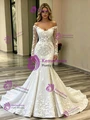 White Mermaid Long Sleeve Wedding Dress