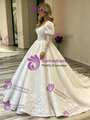 White Lace Long Sleeve Off the Shoulder Wedding Dress