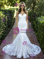 White Mermaid Tulle Lace Wedding Dress