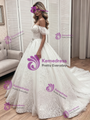 White Tulle Off the Shoulder Appliques Wedding Dress