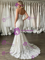 White Mermaid Tulle Appliques Strapless Wedding Dress