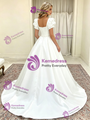 White Satin Square Neck Wedding Dress