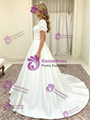 White Satin Square Neck Wedding Dress