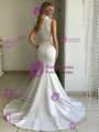 White Mermaid Satin High Neck Wedding Dress