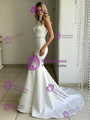 White Mermaid Satin High Neck Wedding Dress