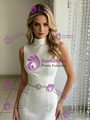 White Mermaid Satin High Neck Wedding Dress