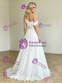White Chiffon One Shoulder Pleats Wedding Dress