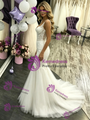 White Mermaid Tulle Lace Wedding Dress