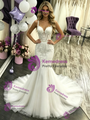 White Mermaid Tulle Lace Wedding Dress