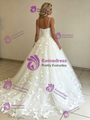 White Tulle Spaghetti Straps Butterfly Wedding Dress
