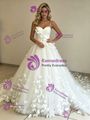 White Tulle Spaghetti Straps Butterfly Wedding Dress
