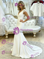 White V-neck Mermaid Lace Wedding Dress