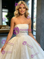 White Sequins Strapless Wedding Dress