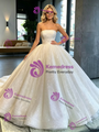 White Sequins Strapless Wedding Dress