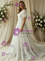 White Lace Puff Sleeve Wedding Dress