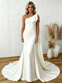 Simple White Mermaid One Shoulder Wedding Dress
