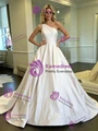 White Satin One Shoulder Wedding Dress