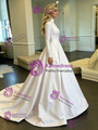 White Satin High Neck Long Sleeve Wedding Dress