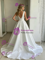 White Satin V-neck Wedding Dress