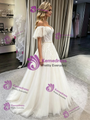 White Tulle Off the Shoulder Appliques Wedding Dress
