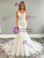 White Mermaid Spaghetti Straps Pleats Wedding Dress