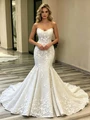 White Mermaid Lace Strapless Wedding Dress