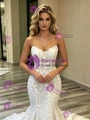 White Mermaid Lace Strapless Wedding Dress