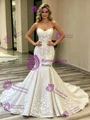 White Mermaid Lace Strapless Wedding Dress