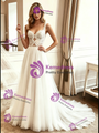 White Tulle Lace Straps Wedding Dress