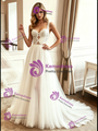 White Tulle Lace Straps Wedding Dress
