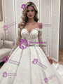 White Tulle Lace Long Sleeve Off the Shoulder Wedidng Dress