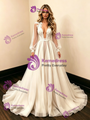 White Tulle Long Sleeve Wedding Dress