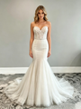 Sexy White Mermaid Tulle Appliques Wedding Dress