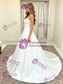 White Satin Strapless Wedding Dress