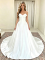 White Satin Strapless Wedding Dress