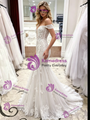 White Mermaid Tulle Appliques Wedding Dress