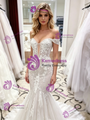 White Mermaid Tulle Appliques Wedding Dress