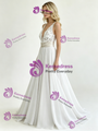 White Chiffon Lace V-neck Wedding Dress