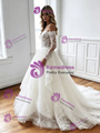 White Tulle Lace Long Sleeve Wedding Dress