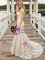Champagne Mermaid Lace Wedding Dress