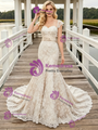 Champagne Mermaid Lace Wedding Dress