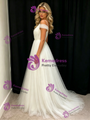 White Tulle Spaghetti Straps Pleats Wedding Dress