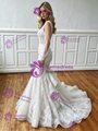 White Mermaid Appliques Long Sleeve Wedding Dress
