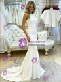 White Mermaid Backless Wedding Dress